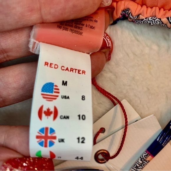 NWT Red Carter Bikini Top Medium Boho Geometric Pattern Nylon Spandex Padded New - Picture 13 of 15